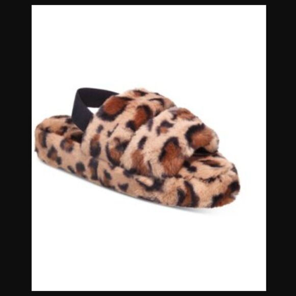 Jenni Leopard Print Fuzzy Slippers Size Large - Picture 1 of 7